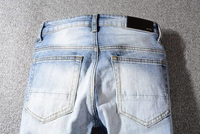 Amiri धोया हुआ ओम्ब्र खजूर का पेड़ स्लिम फिट जींस 7