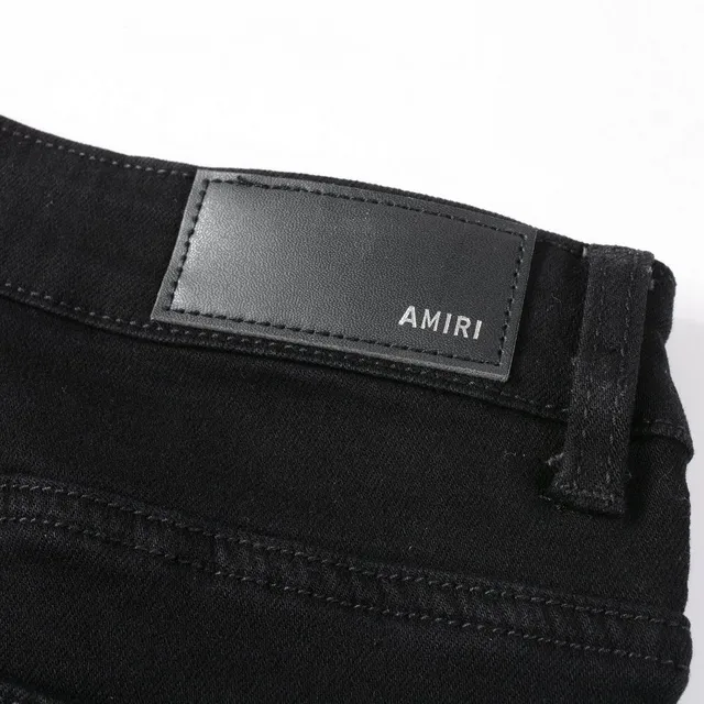 Amiri 骷髅顶部十字骨印黑色破损修身牛仔裤 9