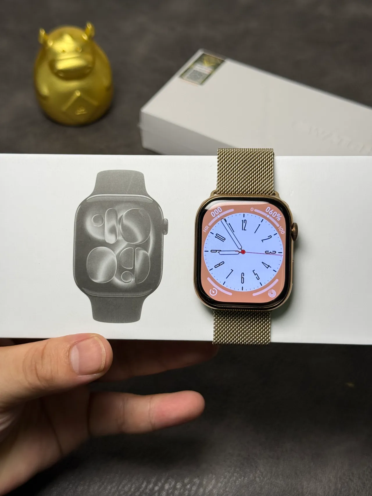 Apple Bege Ouro Borda Rasa Digital Crown Relógio Esportivo 3