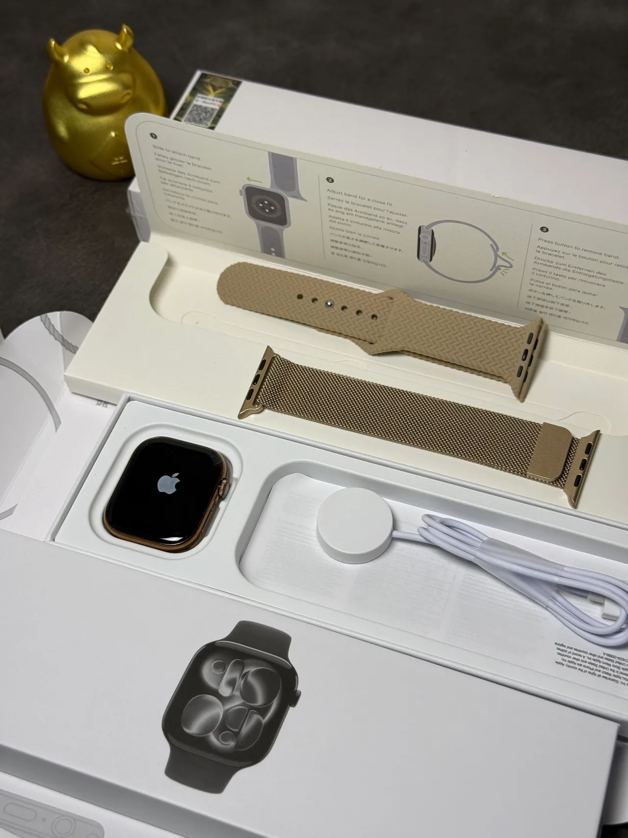 Apple Bege Ouro Borda Rasa Digital Crown Relógio Esportivo 7