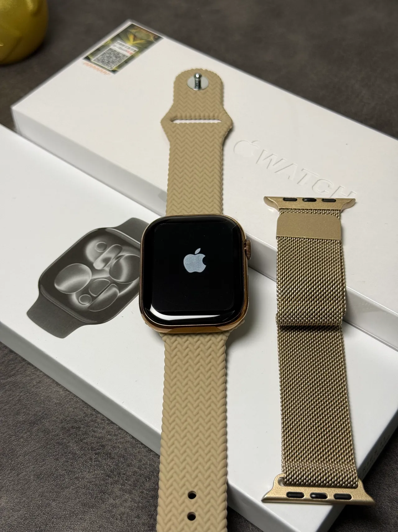 Apple Bege Ouro Borda Rasa Digital Crown Relógio Esportivo 10