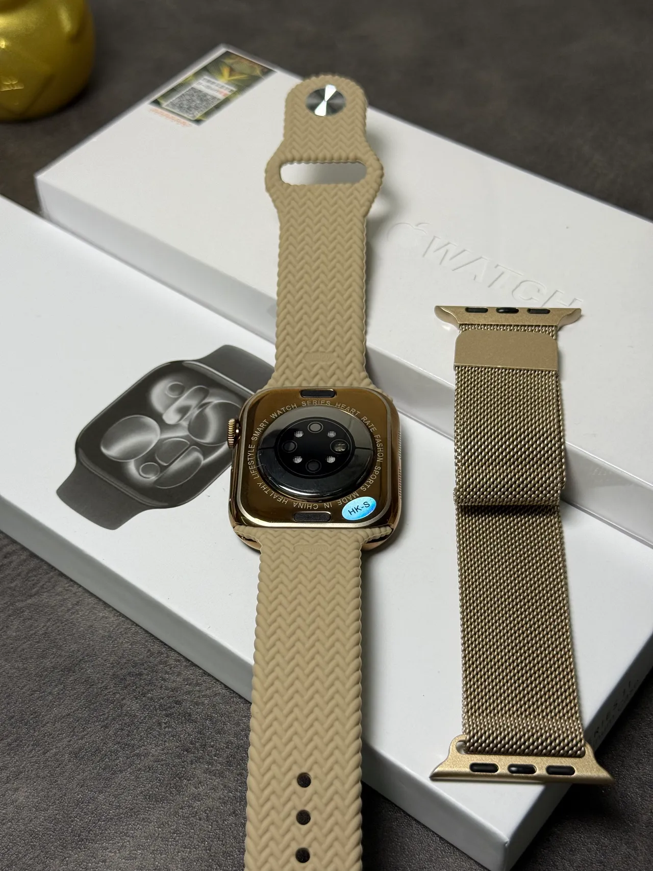 Apple Bege Ouro Borda Rasa Digital Crown Relógio Esportivo 11