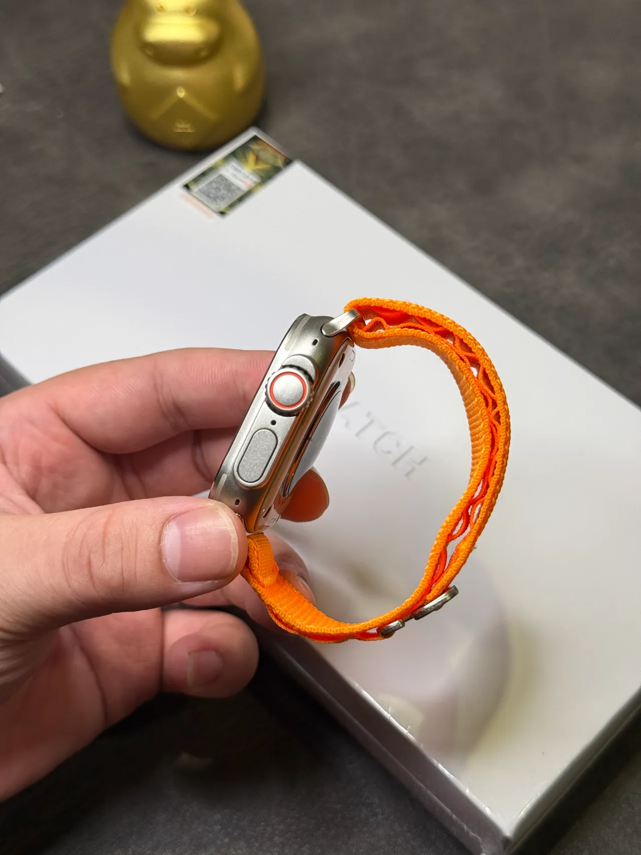 Apple Watch Ultra কমলা বোনা ব্যান্ড খেলার ঘড়ি 14