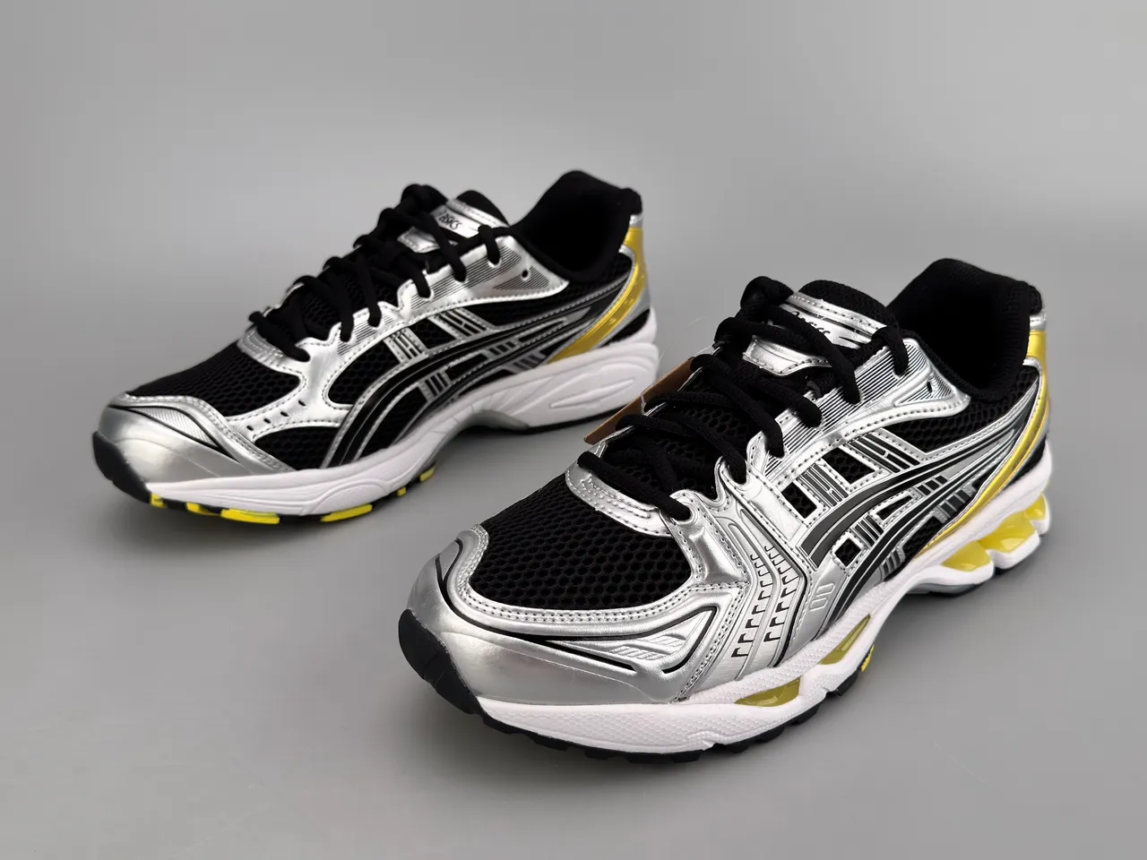 ASICS Gel-Kayano 14 Prateado Preto Amarelo Tênis de corrida 7