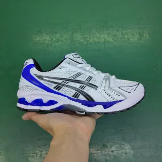 ASICS गेल-कयानो सफेद और रॉयल ब्लू रनिंग जूते