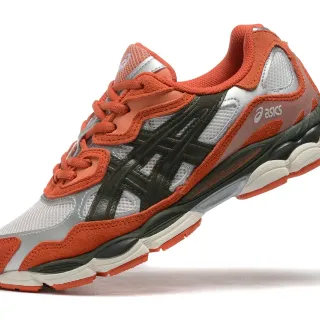 ASICS 橙色银色 多材质上层 分层合成覆盖 跑鞋