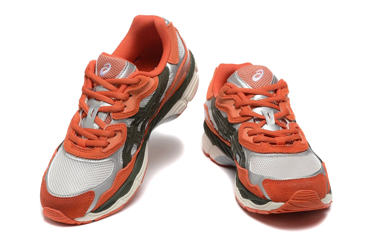 ASICS 橙色银色 多材质上层 分层合成覆盖 跑鞋 3