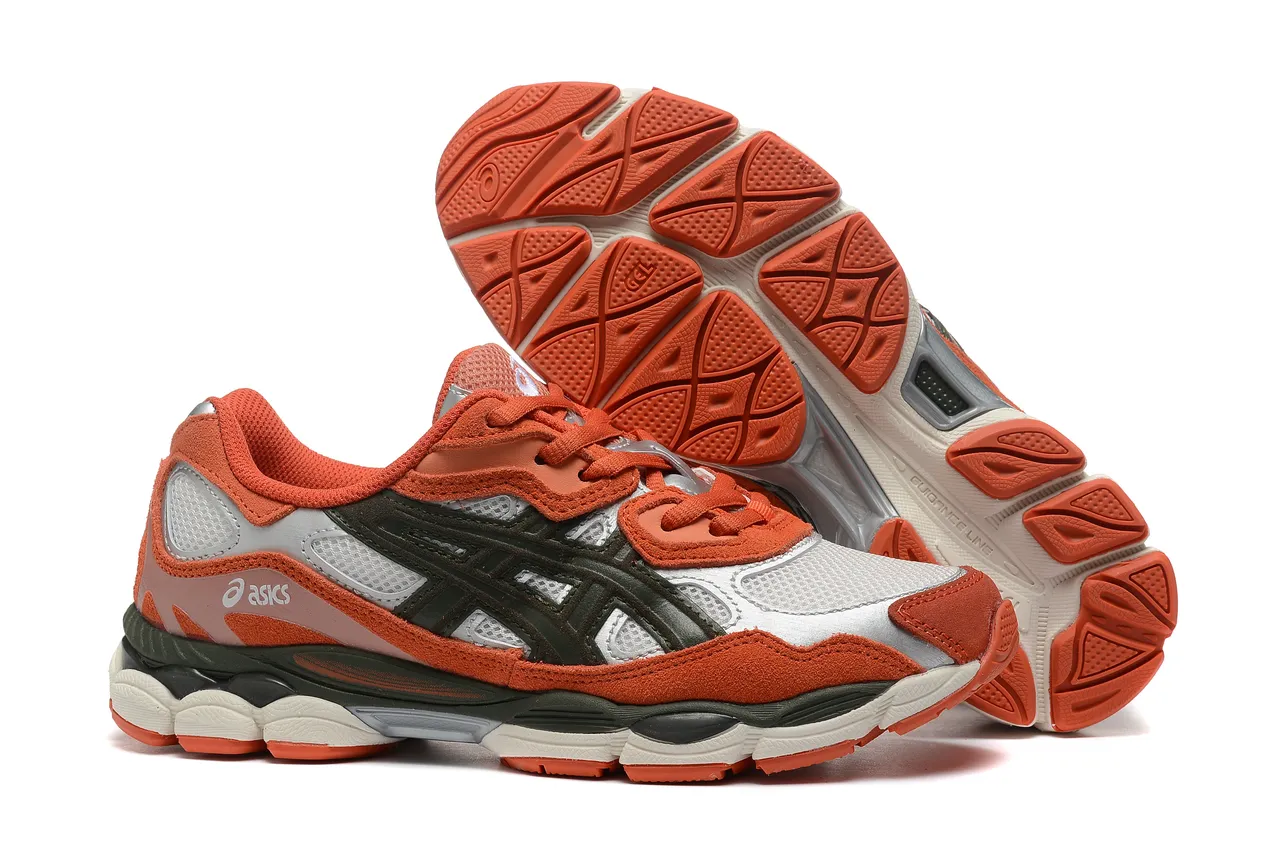 ASICS 橙色银色 多材质上层 分层合成覆盖 跑鞋 5