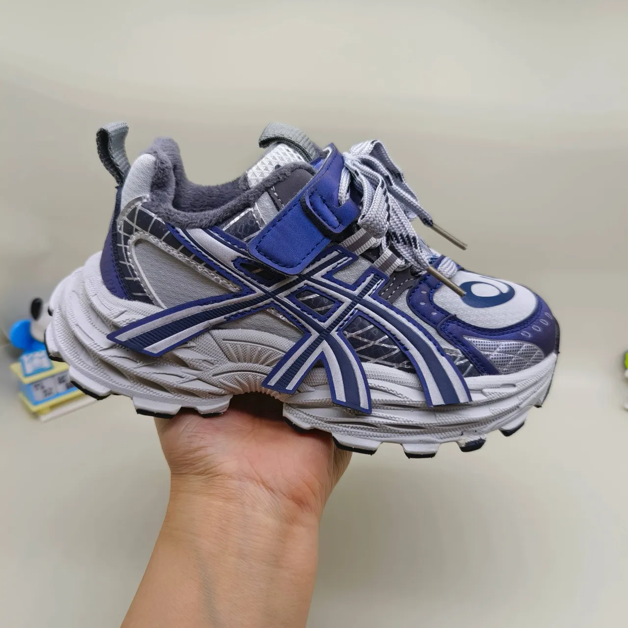 ASICS Purple Silver Sole Layered Mesh-Synthetic Upper Chunky Sneakers 6