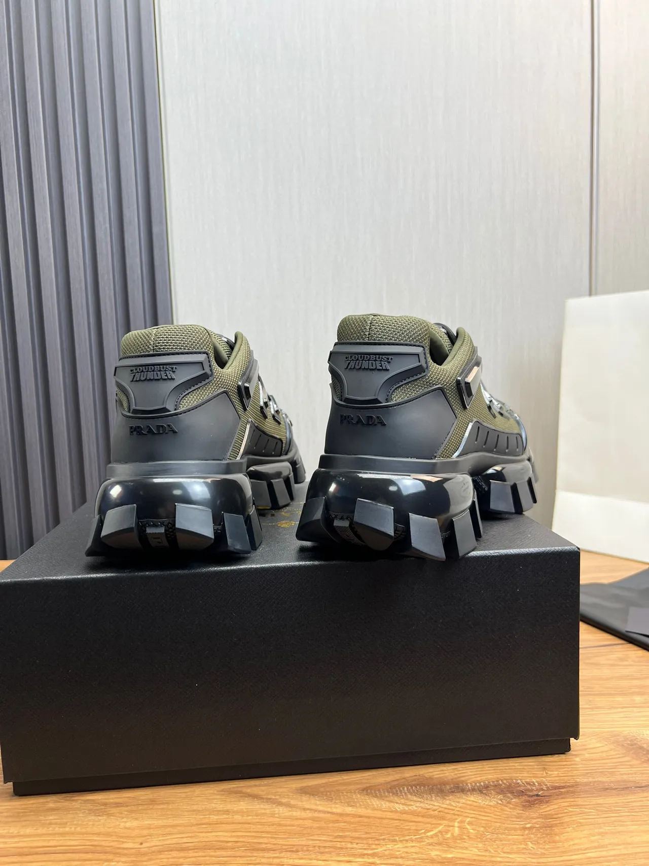 Balenciaga Army Green Black Sole Block-Tread Outsole Chunky Sneakers 6