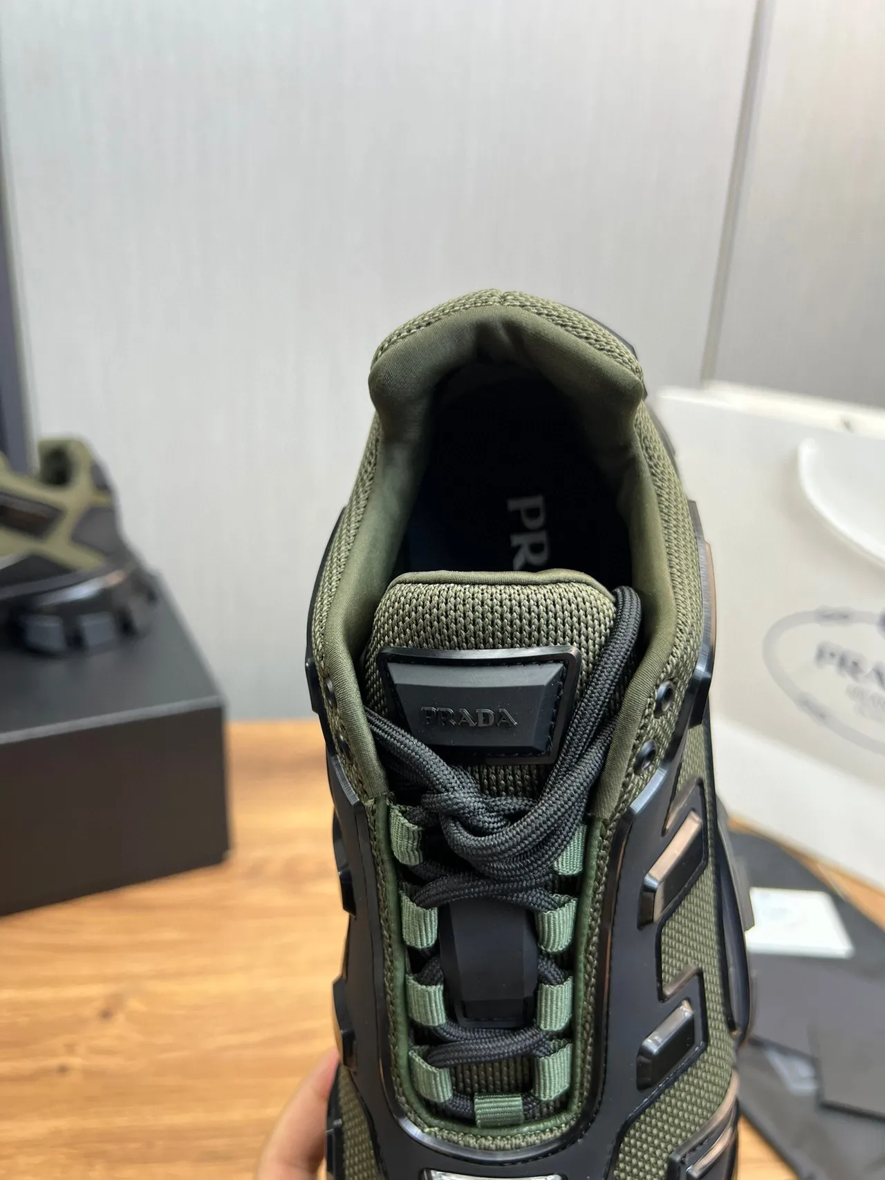 Balenciaga Army Green Black Sole Block-Tread Outsole Chunky Sneakers 7