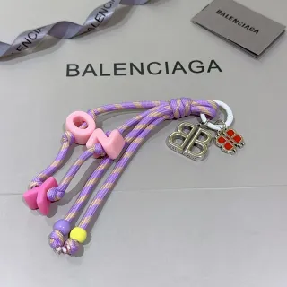 Balenciaga BB Logo Keychain बैंगनी गुलाबी बुनाई नायलॉन डोरी प्लास्टिक अक्षर मोती ज्वेलरी