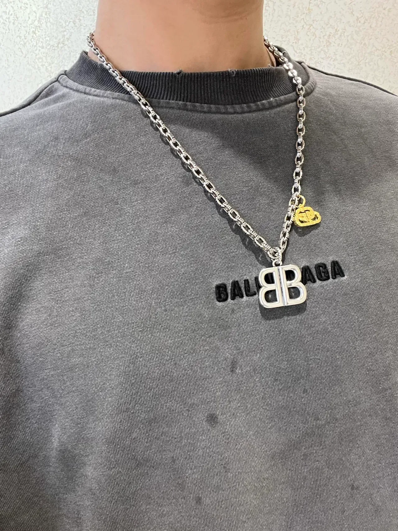 Balenciaga BB Necklace Silver and Gold Double-B Logo Chain Necklace 5