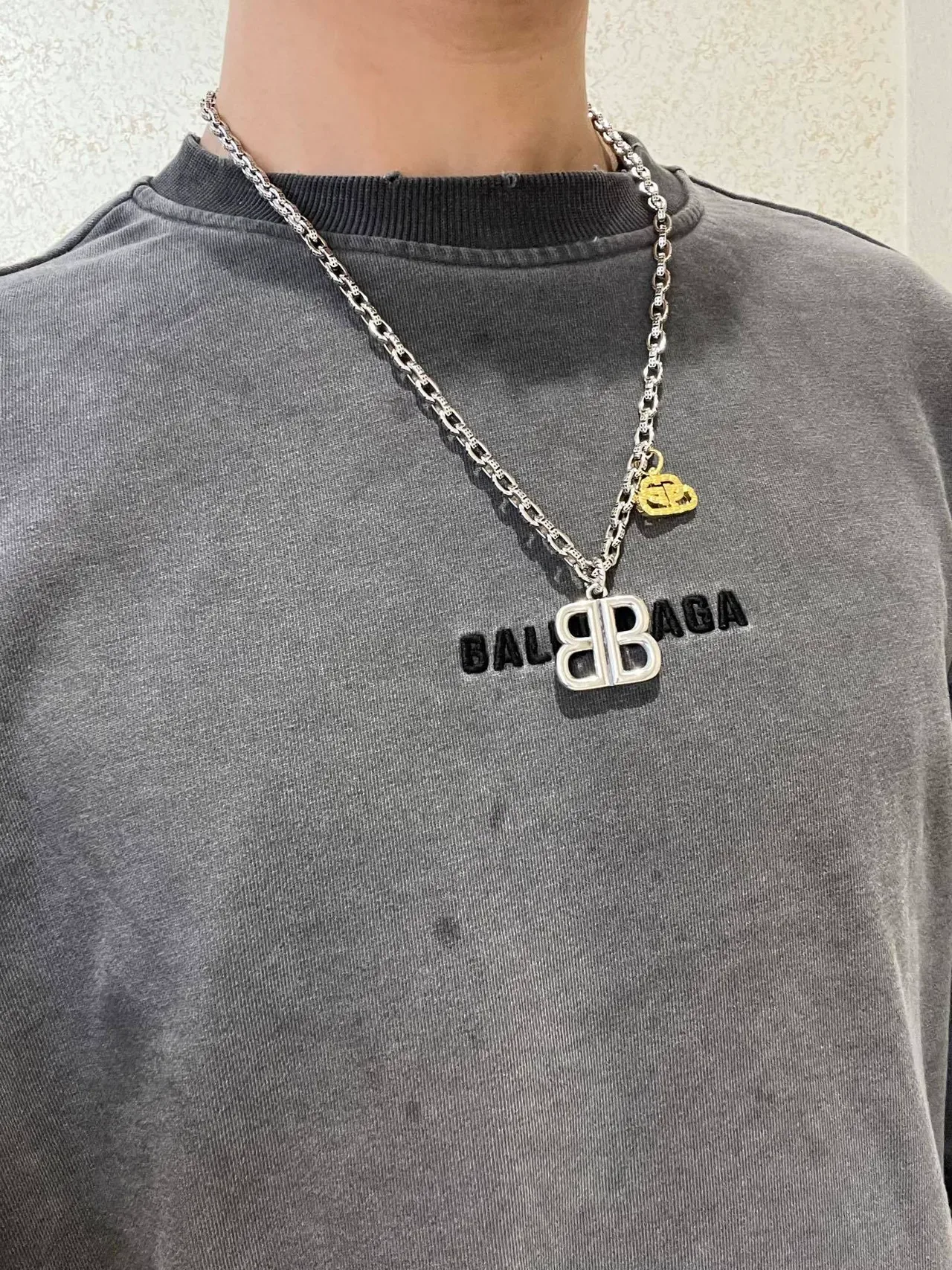 Balenciaga BB Necklace Silver and Gold Double-B Logo Chain Necklace 8