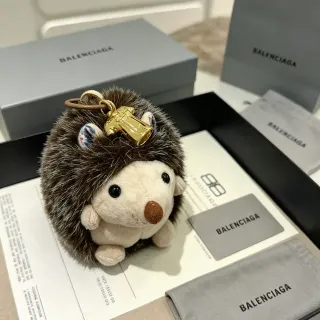 Balenciaga Brown Gold Plush Hedgehog Faux Fur Crossbody Bag