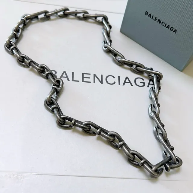 Balenciaga চেইন নেকলেস গানমেটাল ইন্ডাস্ট্রিয়াল লিঙ্ক নেকলেস 4