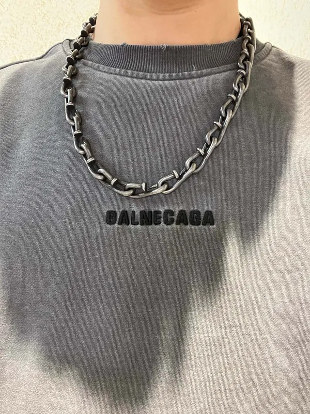 Balenciaga চেইন নেকলেস গানমেটাল ইন্ডাস্ট্রিয়াল লিঙ্ক নেকলেস 5