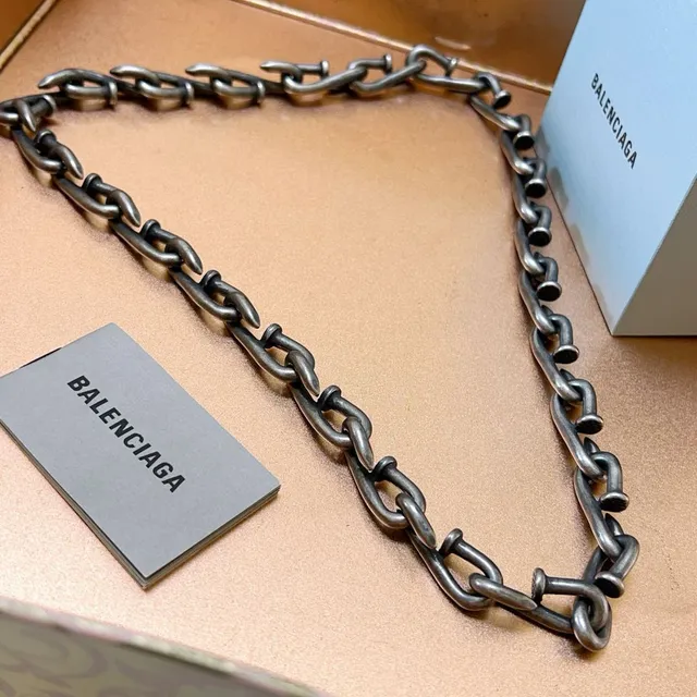 Balenciaga চেইন নেকলেস গানমেটাল ইন্ডাস্ট্রিয়াল লিঙ্ক নেকলেস 6