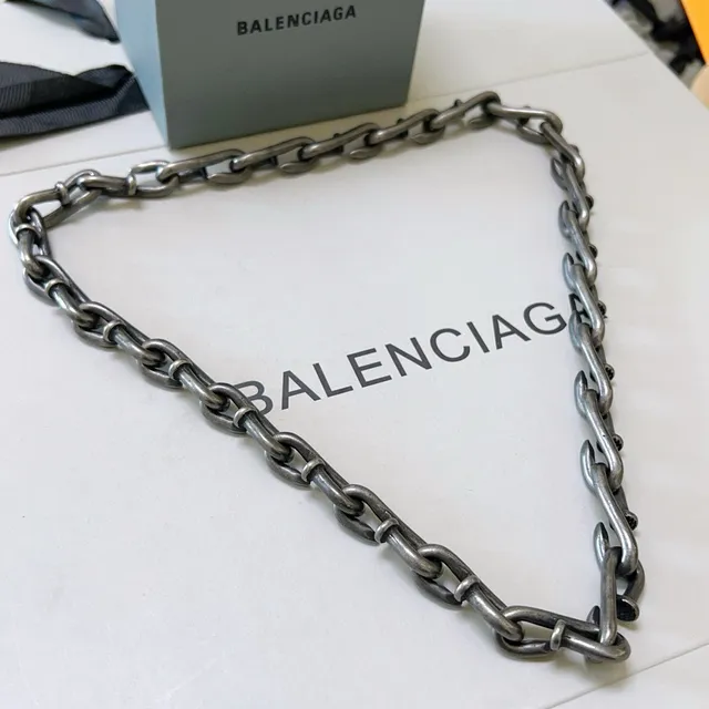 Balenciaga চেইন নেকলেস গানমেটাল ইন্ডাস্ট্রিয়াল লিঙ্ক নেকলেস 7