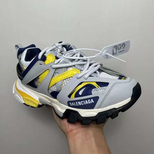 Balenciaga Defender Gray Navy Yellow Chunky Sneakers 2