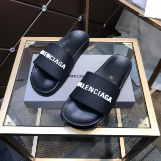 Balenciaga Logo Slide pantoufles noires