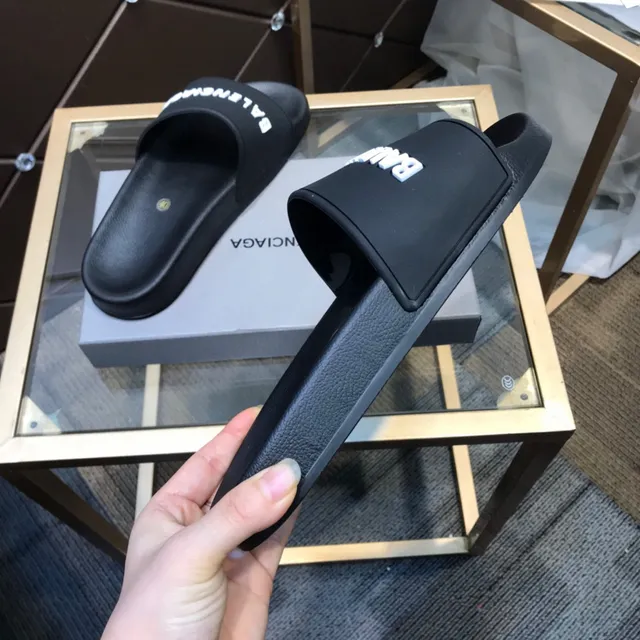 Balenciaga Logo Slide chanclas negras 6