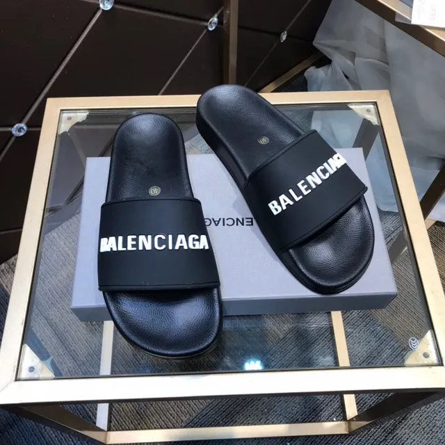 Balenciaga Logo Slide chanclas negras 7