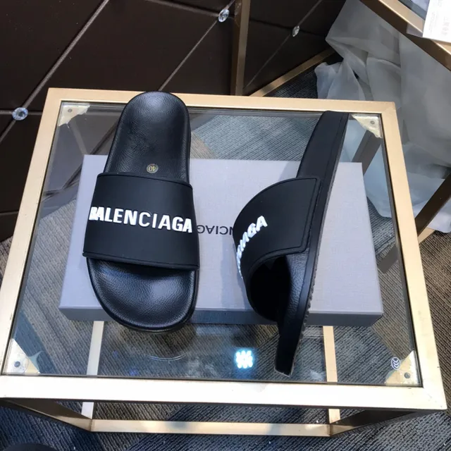 Balenciaga Logo Slide chanclas negras 8