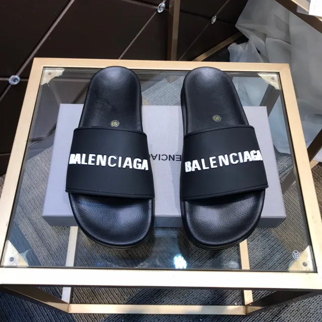 Balenciaga Logo Slide chanclas negras 9