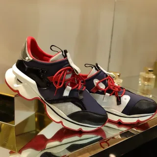 Balenciaga Navy Red Sculpted Sole Multi-Material Upper Chunky Sneakers