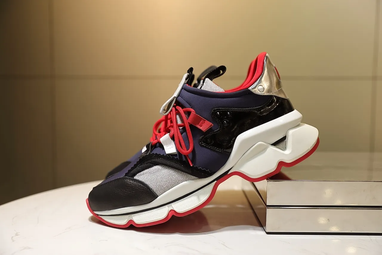 Balenciaga Navy Red Sculpted Sole Multi-Material Upper Chunky Sneakers 3