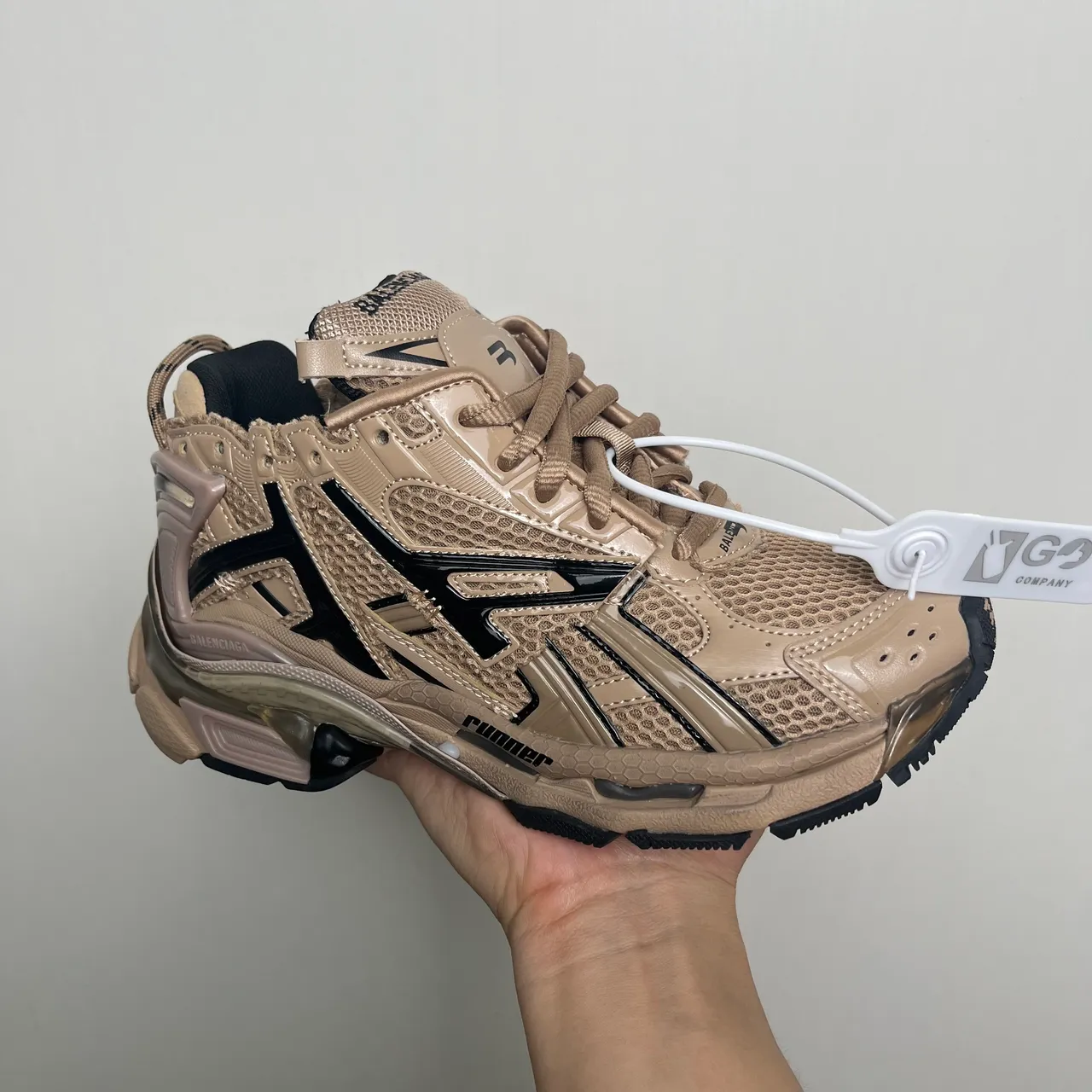 Balenciaga Runner Beige and Black Chunky Sneakers 2