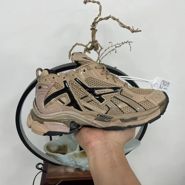 Balenciaga Runner Beige and Black Chunky Sneakers 6