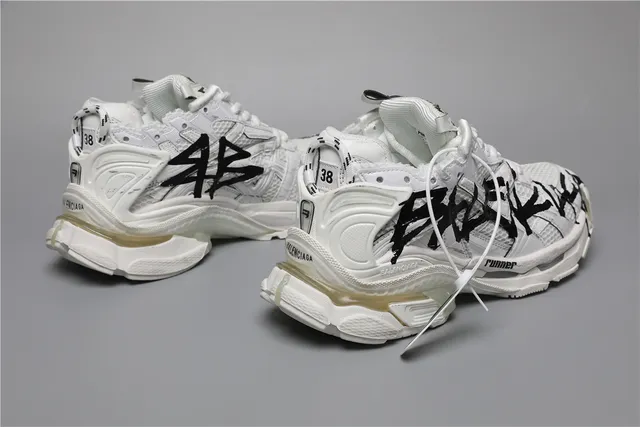 Balenciaga Runner White Graffiti Logo Chunky Sneakers 3