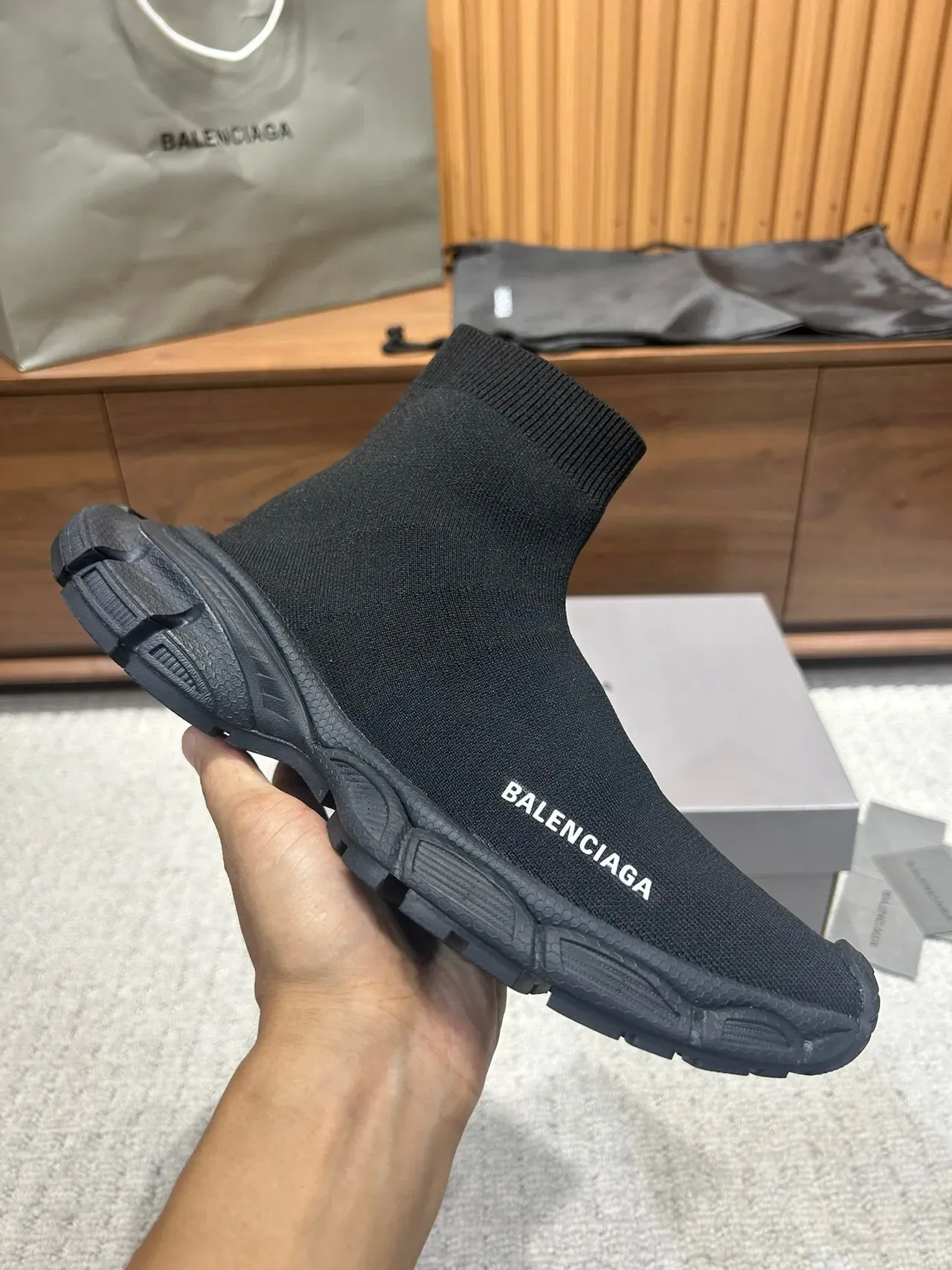 Balenciaga Speed Trainer Tênis Chunky Pretos Sock-Fit 4