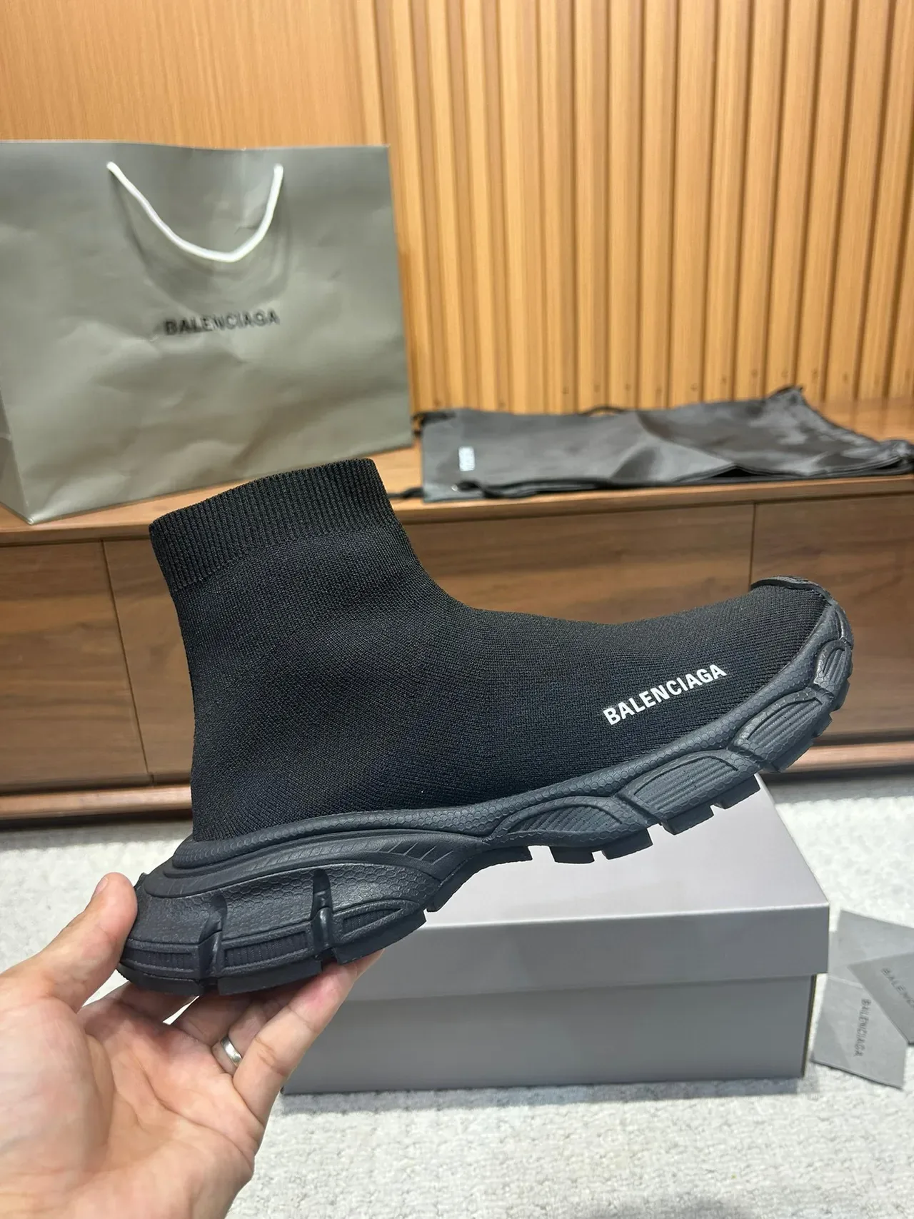 Balenciaga Speed Trainer Tênis Chunky Pretos Sock-Fit 5