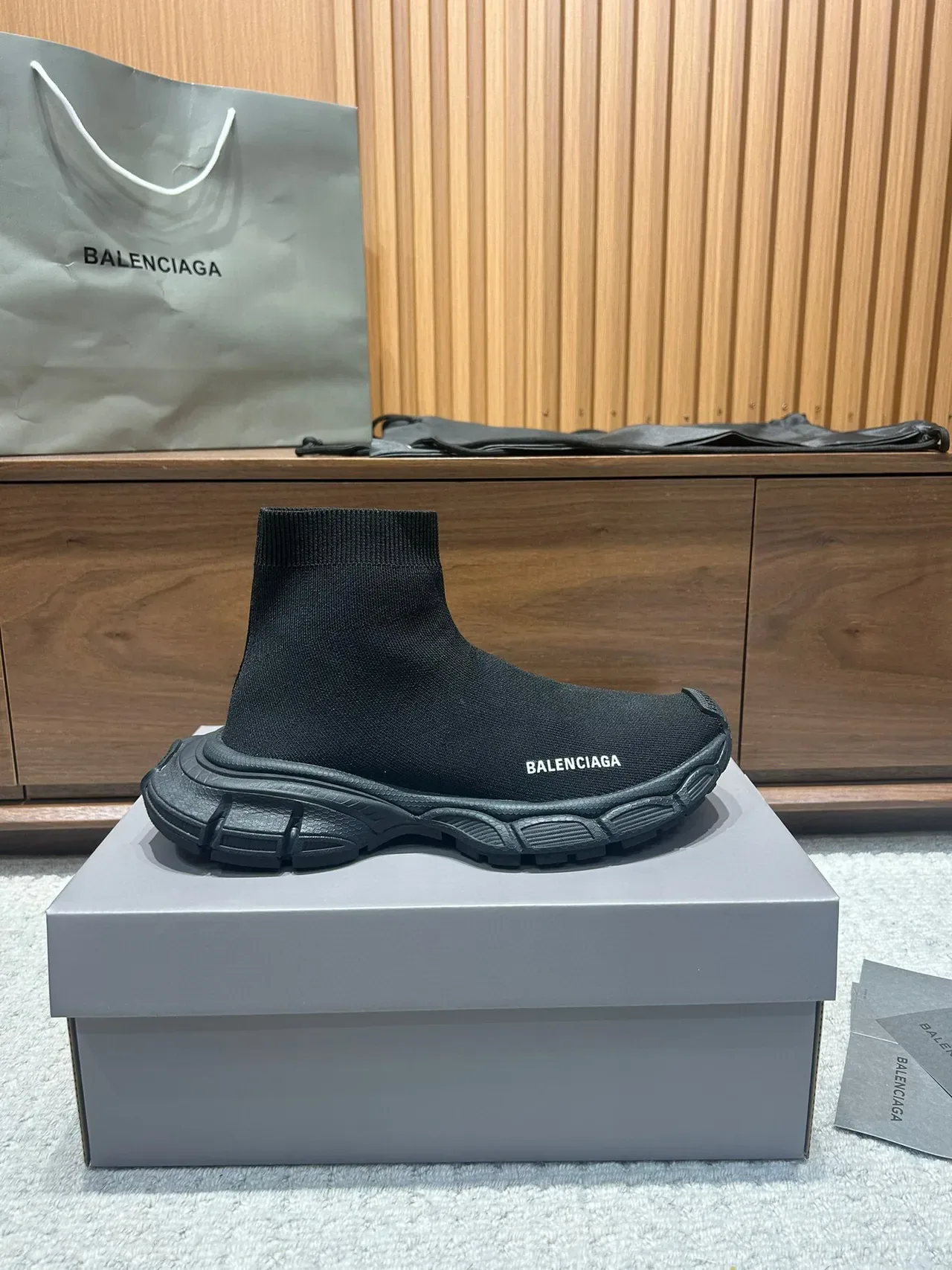 Balenciaga Speed Trainer Tênis Chunky Pretos Sock-Fit 6