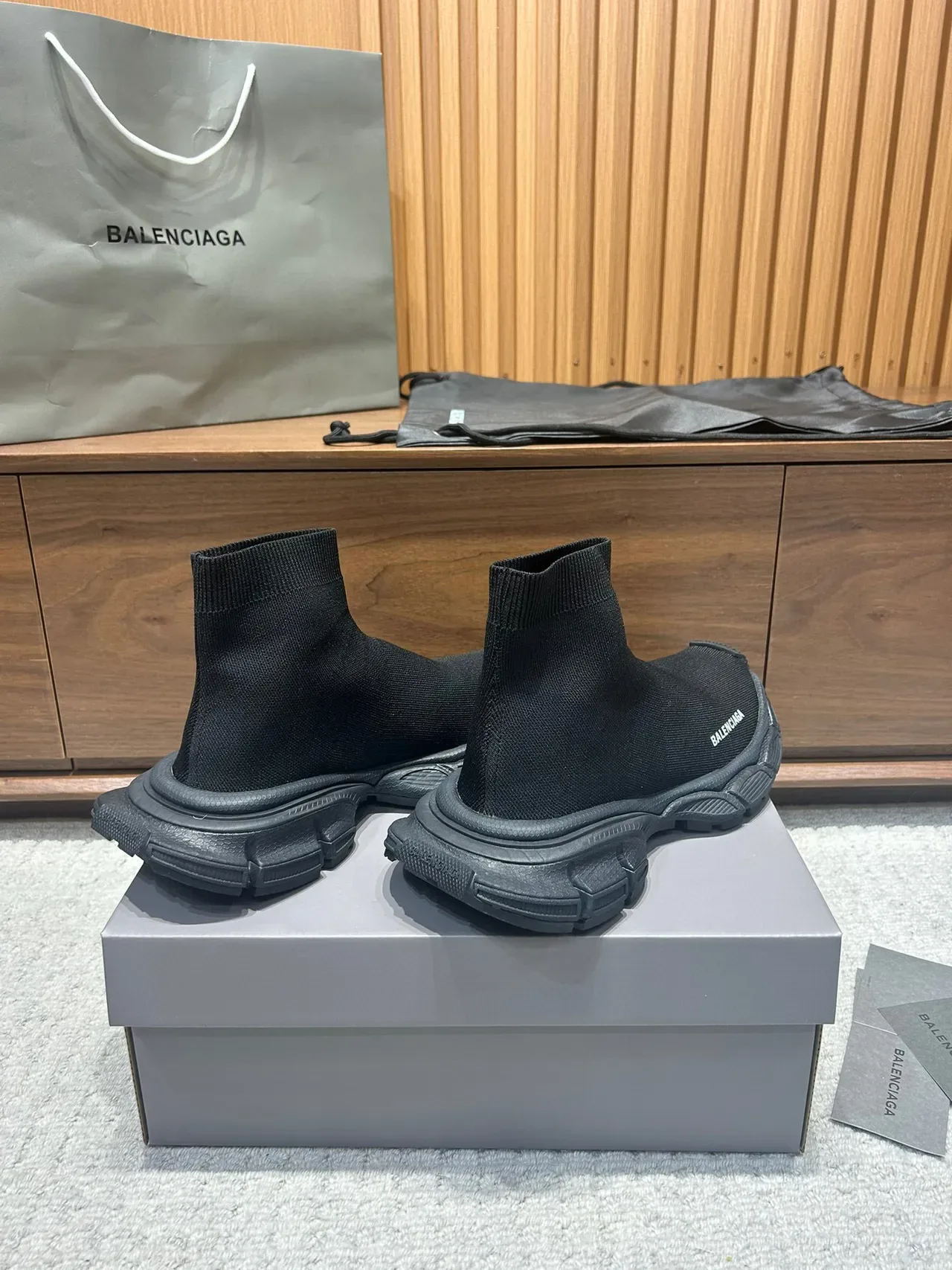 Balenciaga Speed Trainer Tênis Chunky Pretos Sock-Fit 7