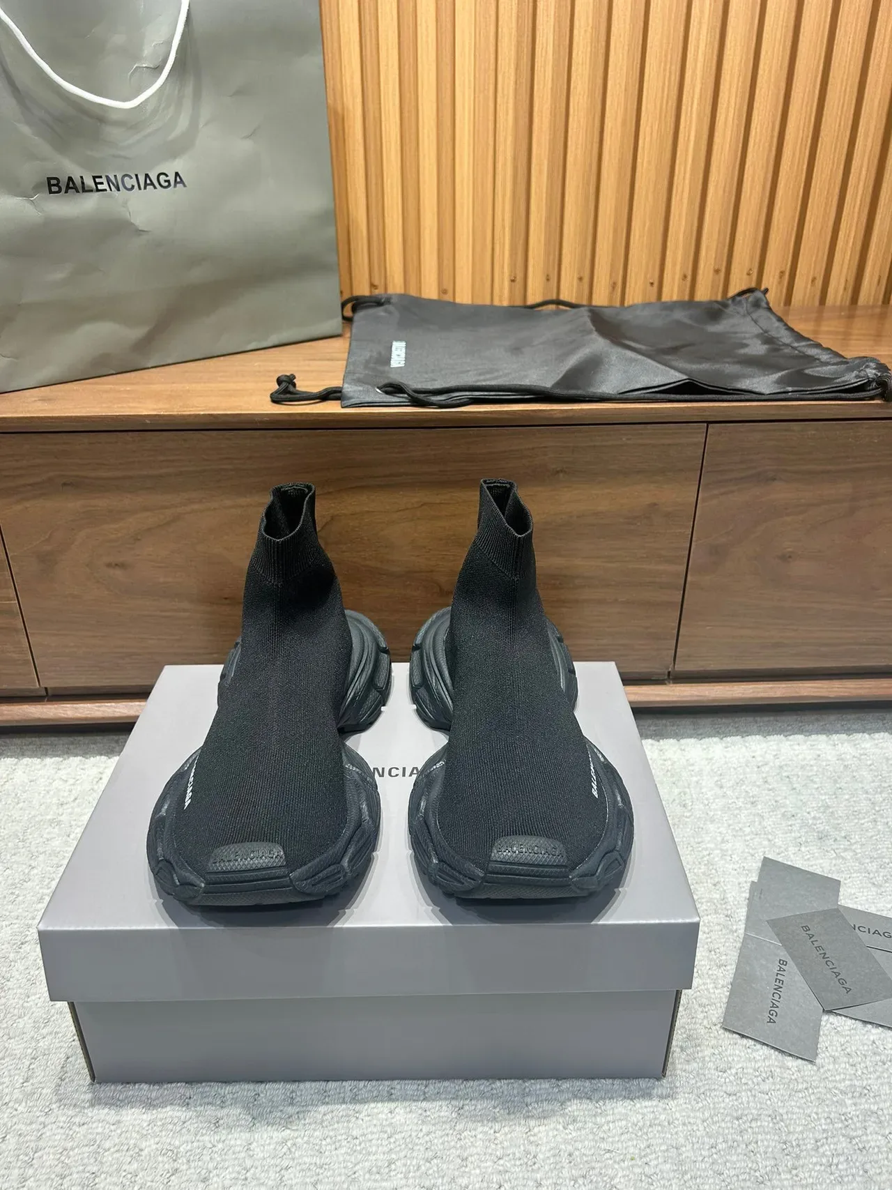 Balenciaga Speed Trainer Tênis Chunky Pretos Sock-Fit 9