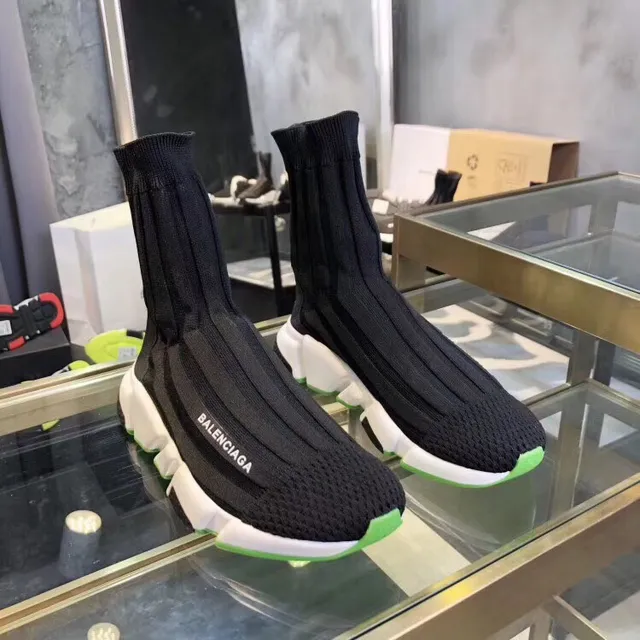 Balenciaga Speed Trainer Black White Neon Green Chunky Sneakers 2
