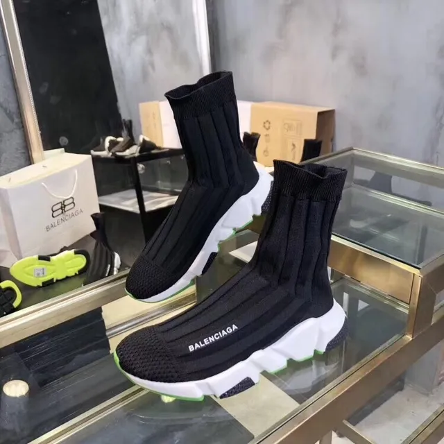Balenciaga Speed Trainer Black White Neon Green Chunky Sneakers 3