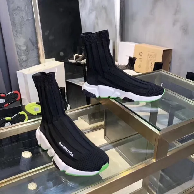 Balenciaga Speed Trainer Black White Neon Green Chunky Sneakers 4