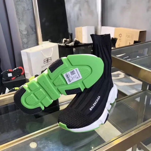 Balenciaga Speed Trainer Black White Neon Green Chunky Sneakers 5