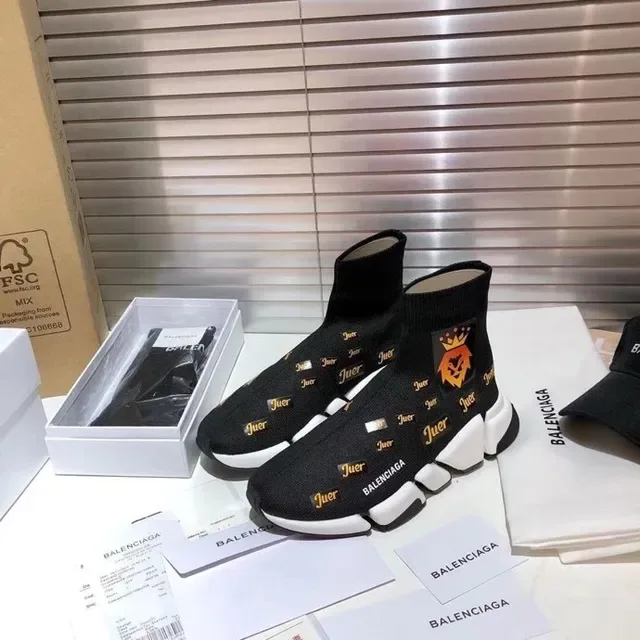 Balenciaga Speed Trainer কালো সাদা সক-ফিট নিট আপার স্কাল্পটেড মাল্টি-লেয়ারড সোল লাইফস্টাইল স্নিকার্স 4