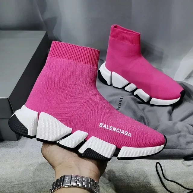 Balenciaga Speed Trainer গোলাপি নিট লাইফস্টাইল স্নিকার 4