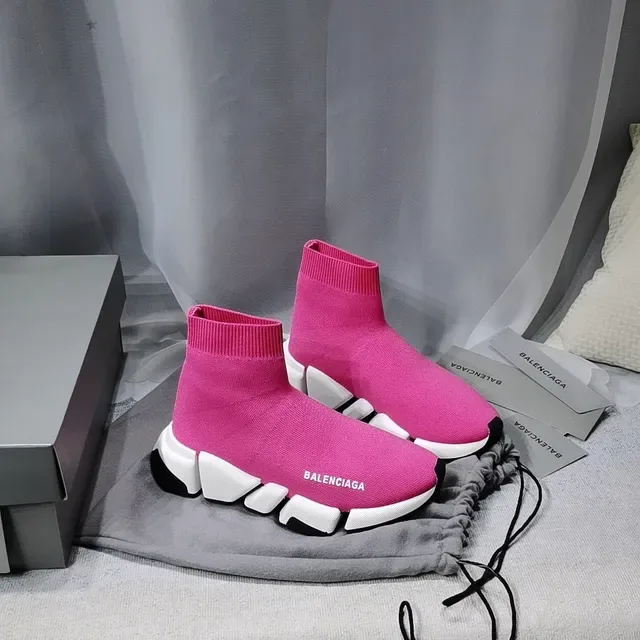 Balenciaga Speed Trainer গোলাপি নিট লাইফস্টাইল স্নিকার 6