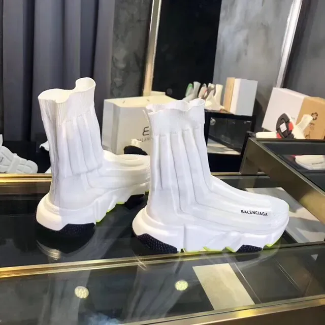 Balenciaga Speed Trainer Brancas e Amarelas Neón Tênis Lifestyle 5