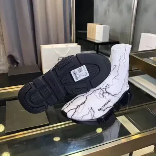 Balenciaga Speed Trainer White Marble Crack Lifestyle Sneakers