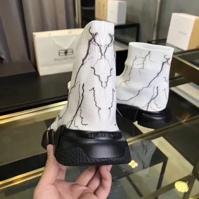 Balenciaga Speed Trainer White Marble Crack Lifestyle Sneakers 3