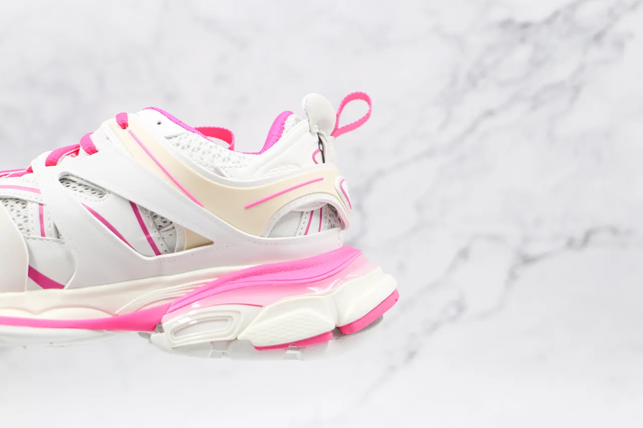 Balenciaga Track Trainer White and Pink Chunky Sneakers 4